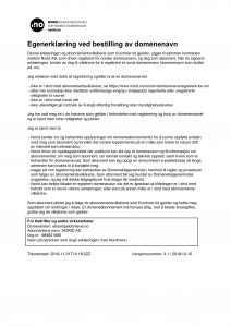 Bilde av egenerklæring for organisasjon, et domene, ingen IDN