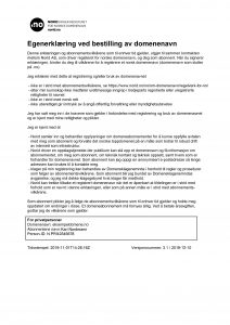 Bilde av egenerklæring for privatperson, ett domene, ingen IDN